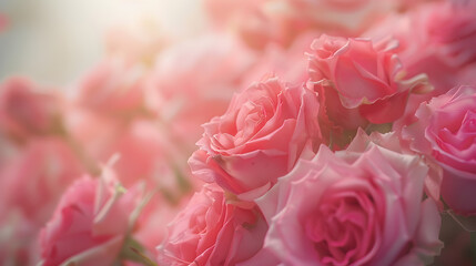 a bouquet of pink roses in a soft blur filter : Generative AI