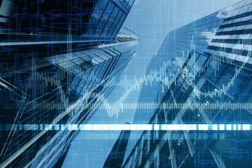 Abstract image of buildings overlaid with financial data graphs, symbolizing real estate market...