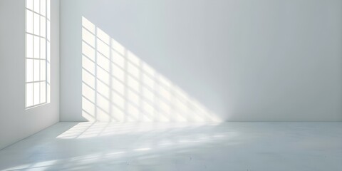 Minimalist Room with a Single Beam of Light Creating Window Shadow. Concept Minimalism, Room, Single Beam of Light, Window Shadow, Photography