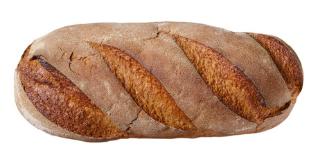 fresh bread isolated on transparent background, top view