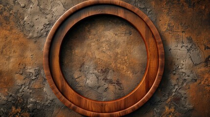 Circular wooden frame with empty space for text