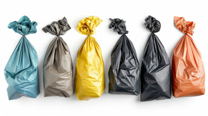 Trash Bags: Bags for collecting and disposing of waste and debris isolated on white background