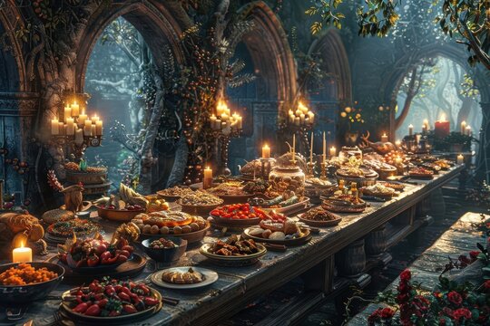 Epic medieval feast in an enchanted forest