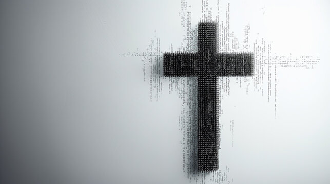 Digital Cross with Binary Code