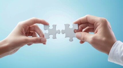 The hands holding puzzle pieces