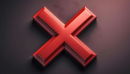 Obraz premium Shiny Red X Sign on Black Surface