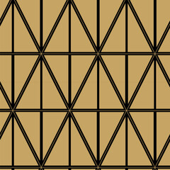 Abstract geometric pattern with triangle and diamond, lines and stripes. A seamless vector background. Graphic modern pattern. Black and gold pattern.