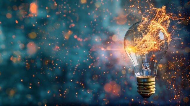 exploding light bulb Creative brainstorming sessions in business, with lightbulb moments and innovative ideas taking form in the style of stock photo image created by ai