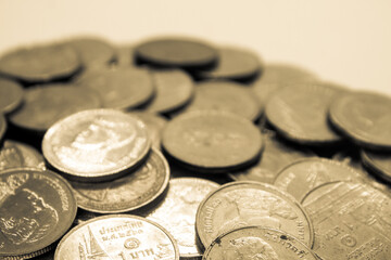 Stack of coins, coins set in groups , graphics for illustrations