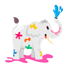 A well-designed flat sticker of holi elephant 

