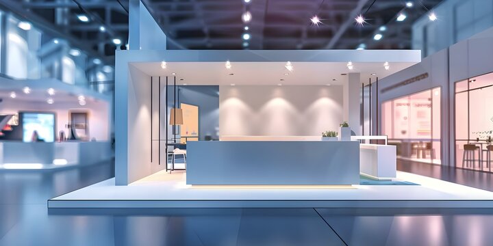 Trade show booth design with banner system for corporate identity display. Concept Trade Show Booth Design, Banner System, Corporate Identity Display