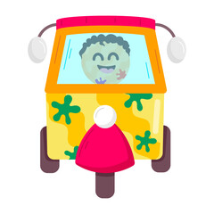 Here’s a flat sticker of an auto rickshaw

