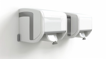 Hand Dryers: Devices for drying hands after washing in restrooms isolated on white background