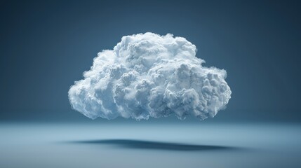 Obraz premium Abstract image of a fluffy white cloud with a blue background, symbolizing weather and tranquility, floating in mid-air.