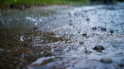 Fototapeta premium the imagery of torrential rainwater drops falling on asphalt floor captures the essence of a powerful natural phenomenon