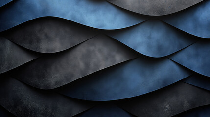 The image is a blue and black wave pattern. The blue and black colors create a sense of depth and movement, while the waves themselves suggest a feeling of fluidity and motion