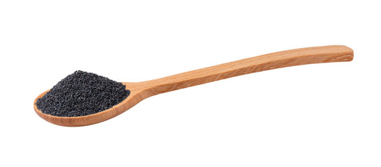 Sesame in wood spoon isolated on transparent png