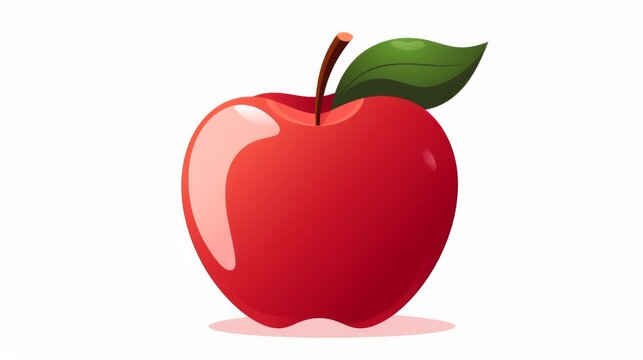 A stylized digital drawing of a red apple with a green leaf, depicting a simple and clean design