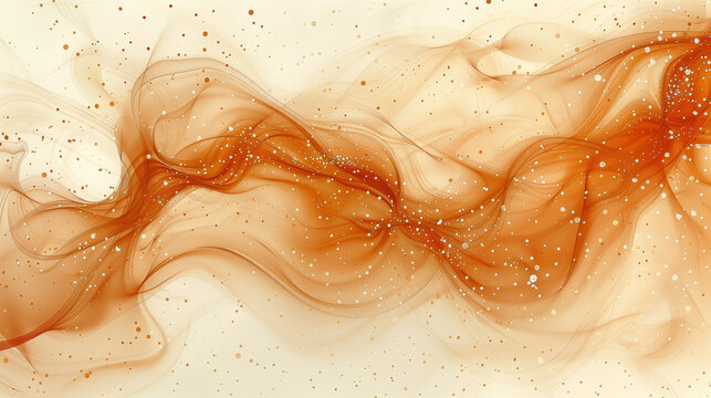 White background with orange smoke and white particles