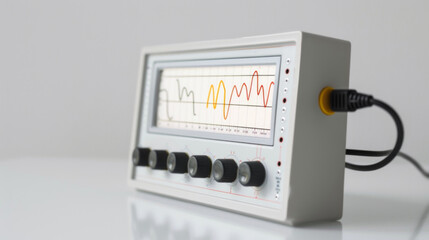 Oscilloscope: Displays and analyzes the waveform of electrical signals isolated on white background