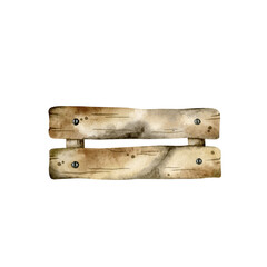 Hand-drawn, watercolor illustration with wooden, rustic box