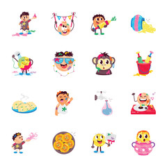 Naklejka premium Collection of Holi Festival Flat Stickers