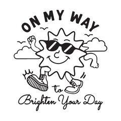 Vintage Sunshine Shirt Design is on the Way to Brighten Your Day, Charismatic Sun Character Wearing Sunglasses