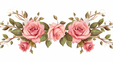 Artistic floral design featuring symmetrically arranged beautiful pink roses