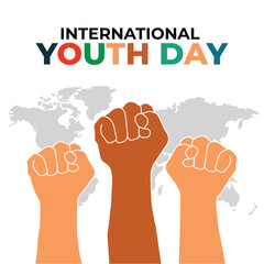 A Vector Of hand shake with overly world map international youth day design