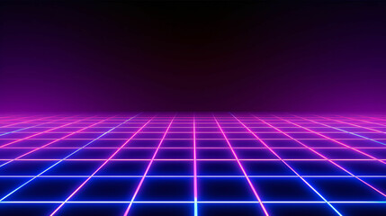 3d retro neon blue abstract background with laser lines. Synthwave grid video game style