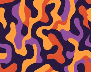 Colorful Abstract Background with Wavy Patterns in Orange and Purple