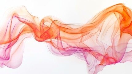 Fototapeta premium Abstract smoke waves in warm hues unleashing freedom and creativity against a pristine white backdrop.