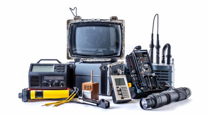 Fototapeta premium Handheld Avionics Test Equipment: Portable devices for on-the-go testing and troubleshooting isolated on white background