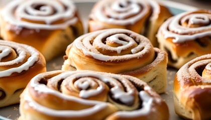 Fototapeta premium Fresh Homemade Cinnamon Rolls made for breakfast 