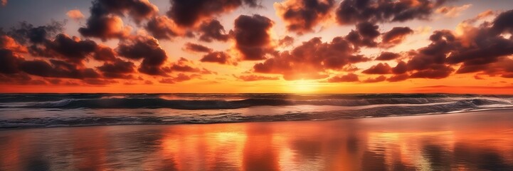 Fototapeta premium Dark Sunset view with clouds background, wide background 