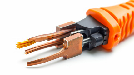 Wire Stripping Tool: Removes insulation from electrical wires for termination and splicing isolated on white background