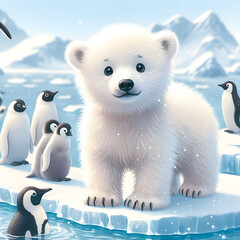 아기 북극곰 일러스트