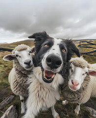 Fototapeta premium Border Collie with sheep