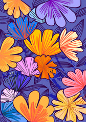 Aesthetic abstract nature floral, flower grunge hand drawn vector illustration background. Textures and brushes rough design for art print, wall art, poster and cover.