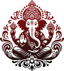 Ganesh silhouette vector style design black color . white color background