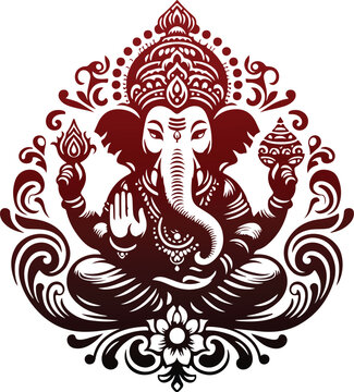Ganesh silhouette vector style design black color . white color background