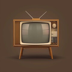 Vintage Television, Retro Entertainment Display. Antique TV Screen Isolated in Classic Style Nostalgia. Generative AI