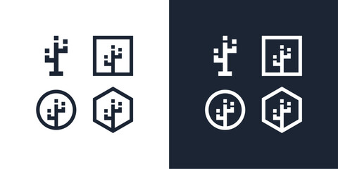 Amazing Vector data cactus logo, can be used in various media easily, set, editable, Exclusive © MRANTAZI57