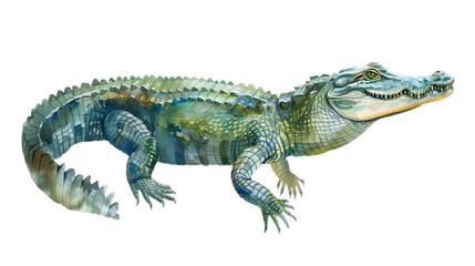 Fototapeta premium watercolor crocodile isolated on white