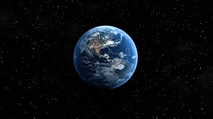 Obraz premium Earth Floating Gracefully in the Depths of Dark Space, Highlighting the Planet's Splendor Against a Starry Backdrop 