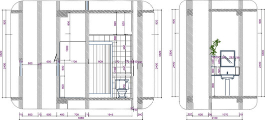 Sketch silhouette illustration vector detailed drawing of modern bathroom interior architectural engineering design