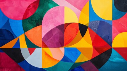 Abstract geometric shapes in vibrant colors, overlapping design