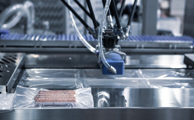 Linear food heat thermoforming sealing and packaging machine	