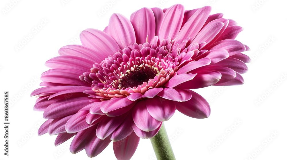 Poster violetpink gerbera flower on a white isolated background with clipping path closeup for design natur