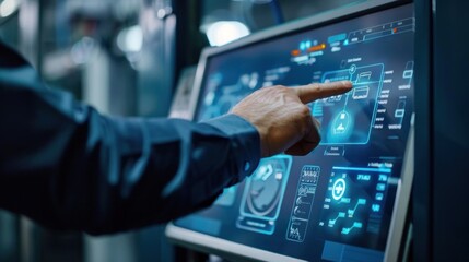An HMI touchscreen facilitates intuitive interaction with complex systems, enhancing user control and efficiency.